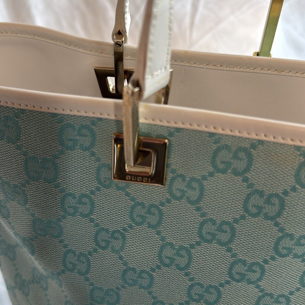 Gucci Guccissima Teal Canvas Tote - Picture 7 of 12